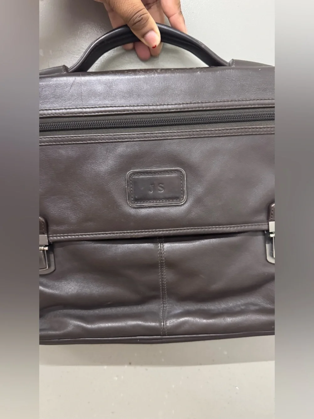 Tumi Alpha Slim Flap Brown Leather Briefcase Messenger Bag Professional Men